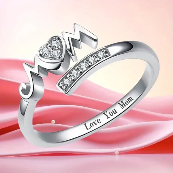 "Love You Mom" Heart Ring